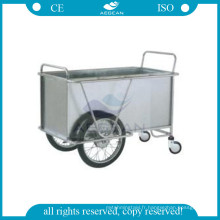 AG-SS025 Avec deux grandes roues hôpital cadre en métal instrument à linge chariot en acier